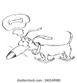 Dog, sketch cartoon vector illustration, EPS 10 isolated on white background