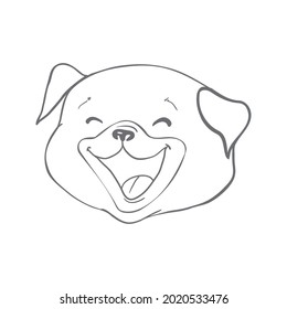 Dog sketch a hand drawn happy fashionable pug. Vector illustration