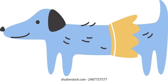 Perro En Falda Dibujado A Mano Ilustración vectorial
