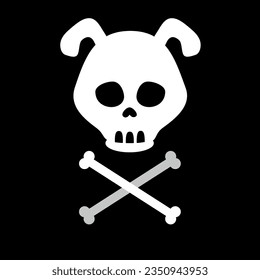 dog  skull, black and white illustration.