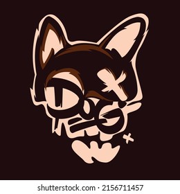 Dog skull and bones - vector illustration
