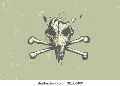 cartoon dog skull and crossbones