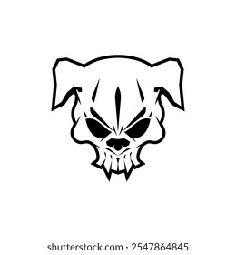 Dog Skull isolated. Concept pet skeleton head for pirate flag