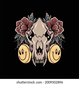 dog skull tattoo illustration vector design