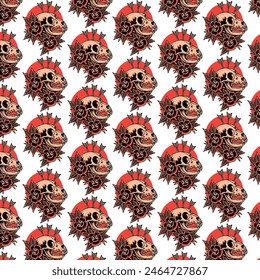 dog skull tattoo pattern vector design