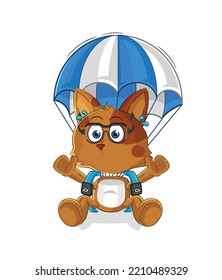 the dog skydiving character. cartoon mascot vector