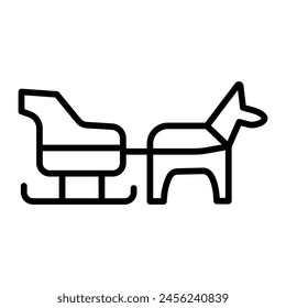 Dog sled Vector Line Icon Design