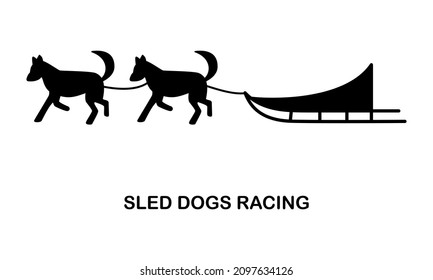 Dog sledding flat line icon. Person dogsledding. Winter extreme sport. Outline sign for mobile concept and web design, store.