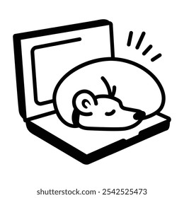 Dog sleeping icon in doodle style 

