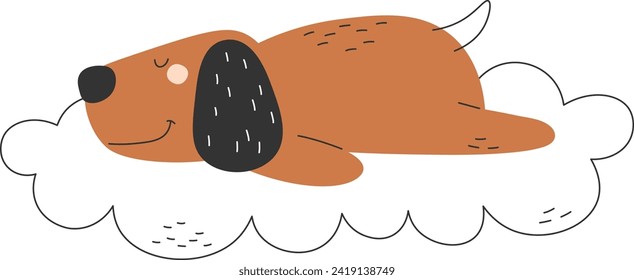 Perro durmiendo En La Ilustración Del Vector De Nube