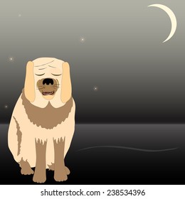 Dog slumbering under a month.