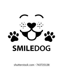Dog Smile Face With Paw And Heart Shaped Nose