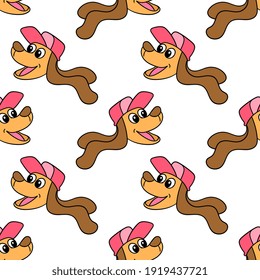 dog smile head seamless pattern textile print. Great for summer vintage fabric, scrapbooking, wallpaper, giftwrap. repeat pattern background design