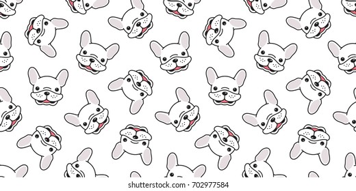 dog smile icon french bulldog head doodle vector seamless pattern wallpaper background