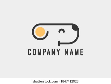 Dog smile logo design template. Graphic Face puppy logotype, sign and symbol. Pet silhouette label illustration isolated on background. Modern animal badge for veterinary clinic, pet food