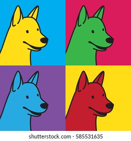 Dog smile Pop art graphic vintage illustration color