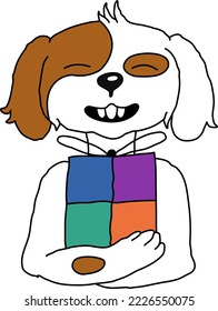 Dog with a smile. Vector illustration of funny cartoon dog in trendy flat style. Isolated on white.