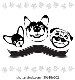 Dog smiling on white background, vector illustration