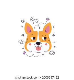 Dog Smirking Emoticon Vector Illustration