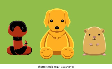 Dog Snake Guinea Pig Pet Doll Cartoon Vector Illustration 7