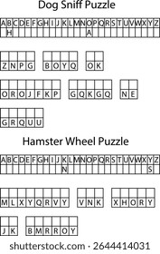 Dog Sniff Puzzleand Hamster Wheel Puzzle Alphabetical Grids vector