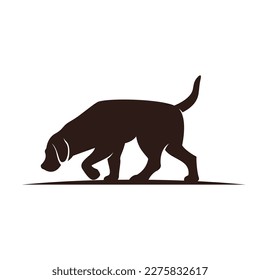 Dog Sniffing Silhouette Logo Design Vector