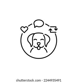 Dog social media avatar with like, message and repost symbols. Pixel perfect, editable stroke icon