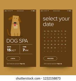 Dog Spa Book Appointment App Design for Smart Phones