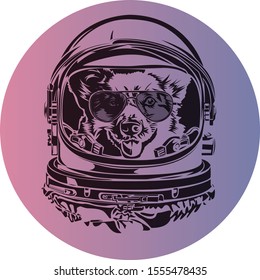 Dog Space Helmet. Vector Illustration.