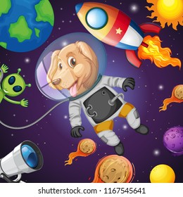 Ein Hund in der Weltraumgrafik