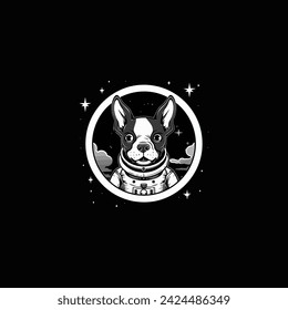 Plantilla de diseño de icono de vector de logotipo de perro en el espacio