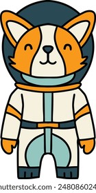 A dog in a space suit. The dog is wearing a space suit and is standing in a black and white drawing