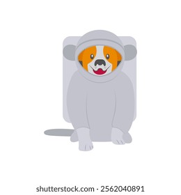Dog in Space, Space Vector Illustration, Isolated