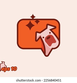 Dog with speech bubble icon, vector illustration. Flat design style.