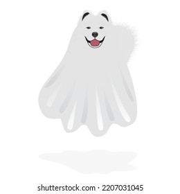 Dog spitz Halloween ghost animal tattoo icon vector illustration