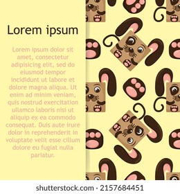 Dog square face seamless pattern. 
