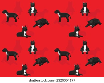 Dog Staffordshire Terrier Black Coat Cute Cartoon Seamless Wallpaper Background