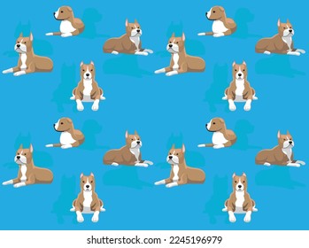 Dog Staffordshire Terrier Cartoon Character Seamless Wallpaper Background