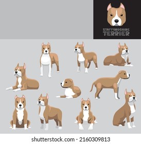 Dog Staffordshire Terrier Cartoon Vector Illustration Color Variation Set