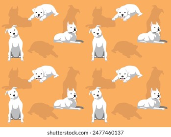 Dog Staffordshire Terrier White Coat Cartoon Cute Seamless Wallpaper Background