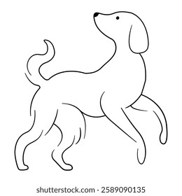 dog standing continuous drawing line art 