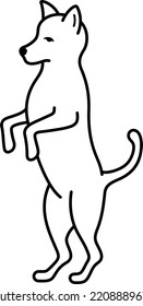 Dog Standing On Back Legs. Vector Outline Icon.