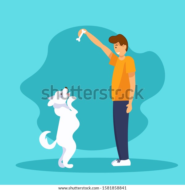 Dog Standing On Hind Legs Asking Stock Vector Royalty Free 1581858841