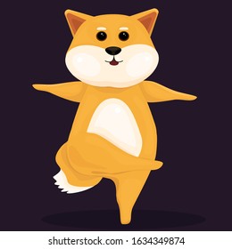 The dog is standing on one leg.