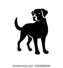 Dog standing silhouette icon vector illustration isolated on a white background