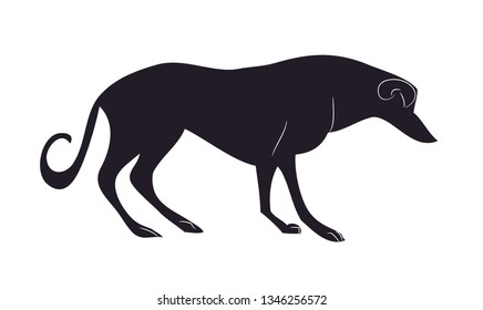dog stands silhouette, vector, white background, vector