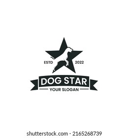 dog star logo design vector. for Hunting, Outdoors, Dog Lovers, Animal Lovers.