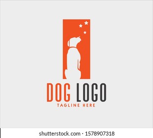 dog and star logo negative space logo
