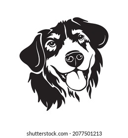Dog stencil. Dog silhouette vector on white background