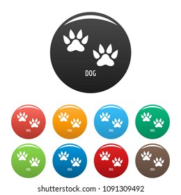 Dog step icon. Simple illustration of dog step vector icons set color isolated on white